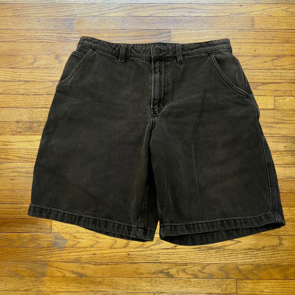 Cotton On Baggy Denim Shorts Mens 32 Washed Black Relaxed Fit Streetwear